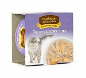 Банки Деревенские Лакомства Домашние Обеды для кошек с тунцом и лососем в соусе Банки Деревенские Лакомства Домашние Обеды для кошек с тунцом и лососем в соусе