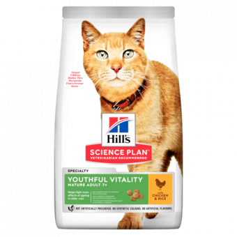 Корм Hill's Science Plan Sennior Cat Youthful Vitality Chicken для пожилых кошек старше с курицей 