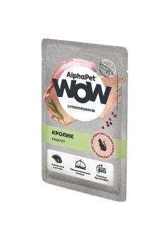 Паучи Alphapet Wow паштет для взрослых кошек с кроликом