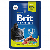 Паучи Brit Premium для взрослых стерилизованных кошек с ягненком и говядиной в соусе Паучи Brit Premium для взрослых стерилизованных кошек с ягненком и говядиной в соусе