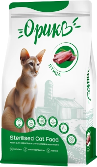 Полнорационный сухой корм Орико Cat для взрослых стерилизованных кошек, птица