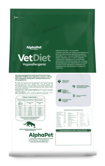 Корм Alphapet Vet Diet Hypoallergenic для взрослых кошек при пищевой аллергии и непереносимости ингредиентов
