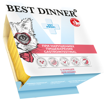 Ламистеры Best Dinner Vet Profi Gastrointestinal для кошек нежный паштет с курицей