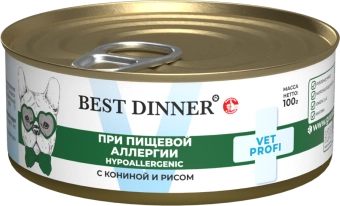 Консервы Best Dinner Vet Profi Exclusive Hypoallergenic для собак при пищевой аллергии с кониной и рисом