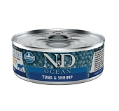 Консервы Farmina N&D Cat Ocean Tuno & Shrimp для кошек с тунцом и креветками Консервы Farmina N&D Cat Ocean Tuno & Shrimp для кошек с тунцом и креветками