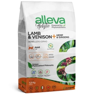 Корм Alleva Holistic Adult Cat Lamb & Venison для взрослых кошек  с ягнёнком и олениной, коноплёй и женьшенем