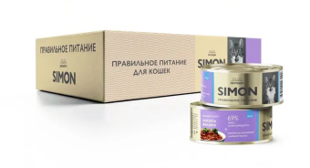 Банки Simon для взрослых кошек паштет с лососем и яблоком