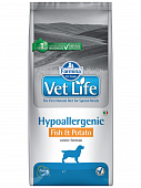 Сухой Корм Farmina Vet Life Hypoallergenic для собак с рыбой и картофелем при пищевой непереносимости
