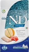 Сухой Корм Farmina N&D Adult Ocean Grain Free Mini беззерновой для взрослых собак мелких пород с лососем, треской и дыней Сухой Корм Farmina N&D Adult Ocean Grain Free Mini беззерновой для взрослых собак мелких пород с лососем, треской и дыней