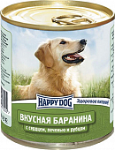 Консервы Happy Dog для взрослых собак с бараниной, сердцем, печенью и рубцом