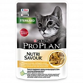 Влажный корм PRO PLAN® Nutri Savour® для взрослых стерилизованных кошек и кастрированный котов, с курицей в соусе, Пауч