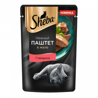 Паучи Sheba для кошек паштет из говядины в желе