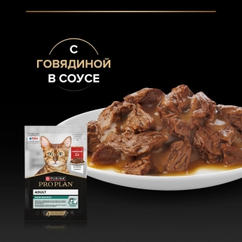 Влажный корм PRO PLAN® MAINTENANCE для взрослых кошек, кусочки с говядиной в соусе