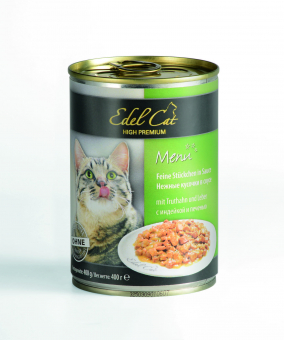 Консервы Edel Cat нежные кусочки в соусе с индейкой и печенью