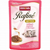 Паучи Animonda Rafiné Soupé Kitten для котят. Коктейль из мяса домашней птицы и креветок