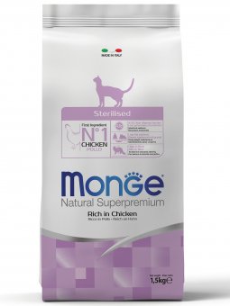 Корм Monge Cat Daily Line Sterilised для стерилизованных кошек из курицы