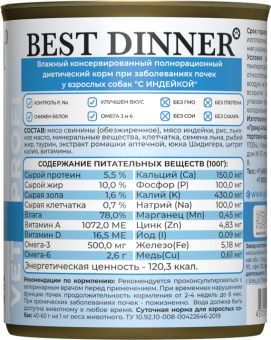 Банки Best Dinner Vet Profi Renal для собак при заболевании почек с индейкой