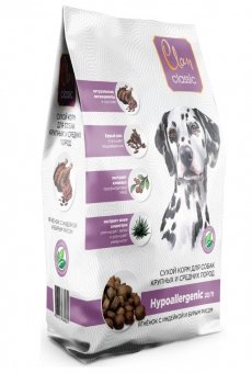 Корм Clan Classic Hypoallergenic 23/11 для взрослых собак средних и крупных пород с ягненком, индейкой и бурым рисом