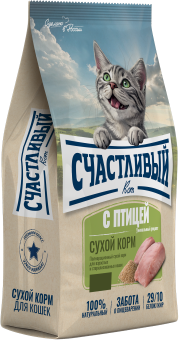 Корм Счастливый Кот для взрослых и стерилизованных кошек с птицей