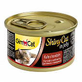Банки GimCat Shiny Cat In Jelly Chicken + Beef для кошек из цыплёнка с говядиной в желе
