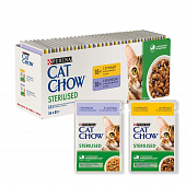 Паучи Cat Chow Sterilised Mix для кастрированных и стерилизованных кошек с курицей и ягнёнком MIX Паучи Cat Chow Sterilised Mix для кастрированных и стерилизованных кошек с курицей и ягнёнком MIX