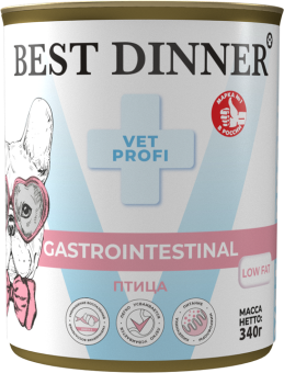 Банки Best Dinner Vet Profi Gastrointestinal Low Fat для собак при нарушениях пищеварения с птицей
