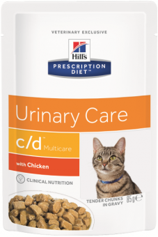 Паучи Hill's Prescription Diet C/D для кошек с курицей. Профилактика МКБ (струвитный тип)
