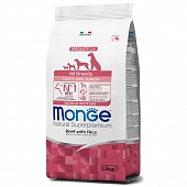 Сухой Корм Monge Dog Speciality Line Monoprotein Puppy & Junior корм для щенков всех пород, из говядины с рисом