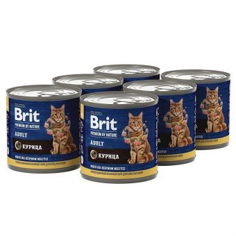 Банки Brit Premium by Nature для взрослых кошек с мясом курицы