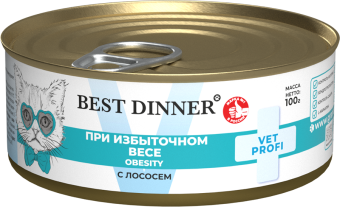 Банки Best Dinner Vet Profi Obesity для собак при для контроля избыточной массы тела с лососем