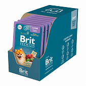 Паучи Brit Premium для взрослых собак мини пород с чувствительным пищеварением с ягненком и морковью в соусе