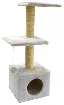 Дом-когтеточка Шурум-Бурум две площадки для кошек, серый