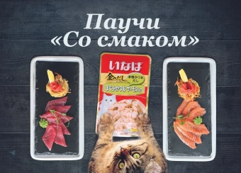 Паучи Inaba Kinnodashi для кошек с тунцом магуро и туннцом кацуо с палтусом