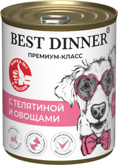 Консервы Best Dinner для собак. Меню №4 Телятина с овощами