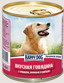 Консервы Happy Dog для взрослых собак с говядиной, сердцем, печенью и рубцом