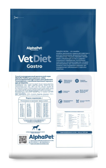 Корм Alphapet Vet Diet Gastro для взрослых собак при расстройстве пищеварения и истощении