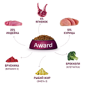 Корм Award для щенков от 1 меси кормящих сук мелких и мин. пород с ягненком и индейкой...