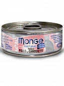 Консервированный корм Monge Cat Natural для кошек с тунцом, курицей и креветками Консервированный корм Monge Cat Natural для кошек с тунцом, курицей и креветками