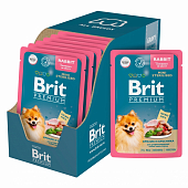 Паучи Brit Premium для взрослых стерилизованных собак мини пород с кроликом и брусникой в соусе