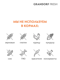 Корм Grandorf Fresh Dog Duck Mini свежее мясо утки с бататом для взрослых собак мелких пород