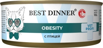 Банки Best Dinner Vet Profi Exclusive Obesity для кошек для снижения и контроля избыточной массы тела с птицей