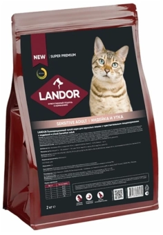 Корм Landor Sensitive Adult Cat для кошек с чувствительным пищеварением c индейкой и уткой