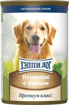 Консервы Хеппи Дог Натуральная Линия для собак с ягнёнком и рисом 