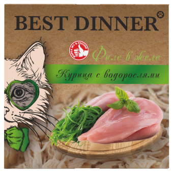 Ламистеры Best Dinner Holistic для стерилизованных кошек мясные волокна в желе с курицей и водорослями