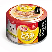 Банки Inaba Chiao Toromi для кошек с куриными филе и тунцом Магуро с кальмарами Банки Inaba Chiao Toromi для кошек с куриными филе и тунцом Магуро с кальмарами