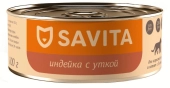 Банки Savita полнорационные для кошек и котят с индейкой и уткой