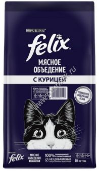 Сухой корм Felix® Мясное объедение® для взрослых кошек, с курицей, Мешок