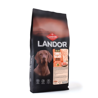 Корм Landor Adult Dog для взрослых собак cредних и крупных пород c индейкой и лососем