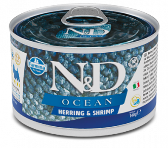 Консервы Farmina N&D Adult Mini Dog Ocean Herring&Shrimp для собак мелких пород с сельдью и креветками