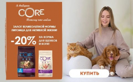 Скидка 20% на корма для кошек и собак марки Wellness Core!